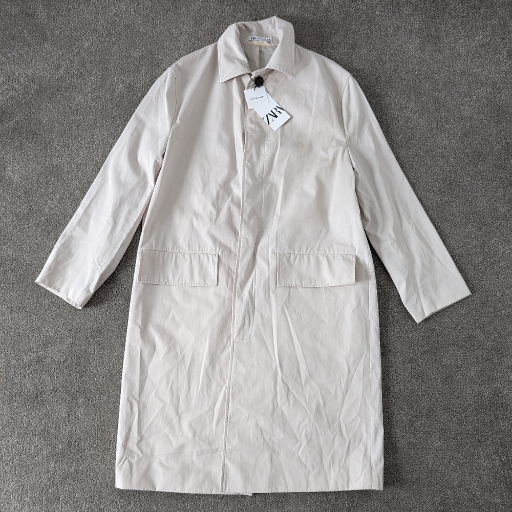 Zara Cream Water Repellent Trenchcoat Men's Medium NEW NWT